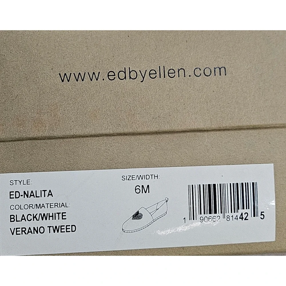 ED‎ Ellen DeGeneres Nalita Black White Tweed Heart Loafers Flats Womens 6M New